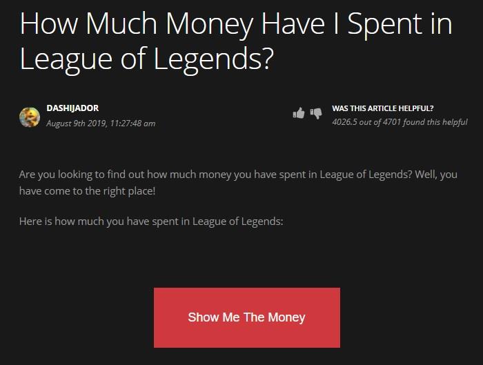Combien d'argent aije dépensé dans League of Legends ? DIY journal Combien d'argent aije dépensé dans League of Legends ? DIY journal