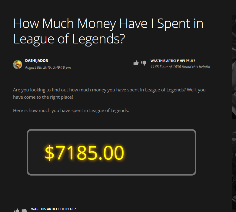 Combien d'argent aije dépensé dans League of Legends ? DIY journal Combien d'argent aije dépensé dans League of Legends ? DIY journal